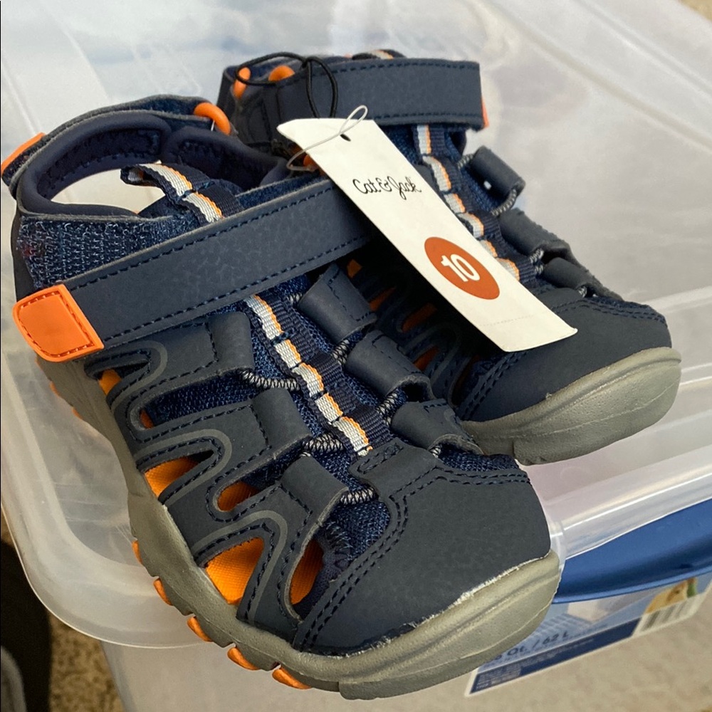 Cat & Jack Kids Navy and Orange Sandals